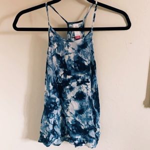 Blue and white tie dye tank top